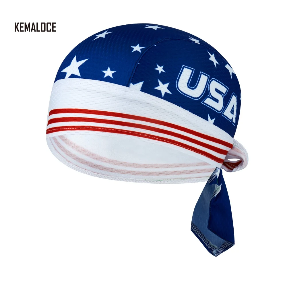 

High Quality 100% Polyester Head Blue USA Team Man Cycling head Cap Men Quick dry Sportswear Ciclismo Cabeza Bike Bandana