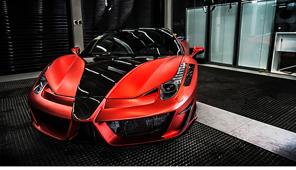 

1.52x20m Satin Matte Chrome Red Vinyl Wrap Sticker Decal Bubble Free Air Release(5ft x 66ft, Red)
