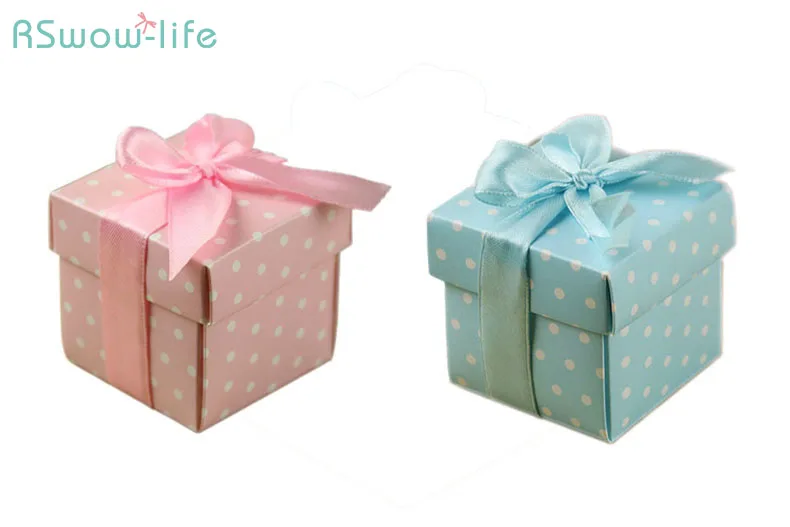 

Creative Pink Square Blue Spot Packing Box Wedding Supplies Candy Box Cute Gift Box For Wedding Holiday Party Birthday Party