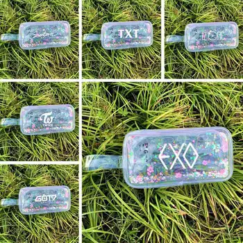 

1Pc TWICE GOT7 EXO Big Capacity Transparent PVC Pencil Case Shiny Quicksand Pencil Bag Office School Supplies