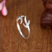 Christmas Gift 2017 Trendy Silver Rings for Women Refinement Smooth Antlers Wedding Ring Open Jewelry Bague Femme Anillos Mujer