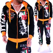 ZOGAA Spring Autumn Hoodie Sweater Jacket+joger Sweatpants Man Printing Suits 2PCS Tracksuit Men Casual Patchwork Sportwear Set