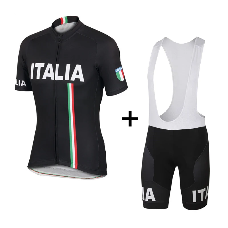 

2019 spring summer pro team Ropa Ciclismo Bicycle maillot Sportful Italy IT Black short Sleeve Cycling Jersey And Bib Pants Set