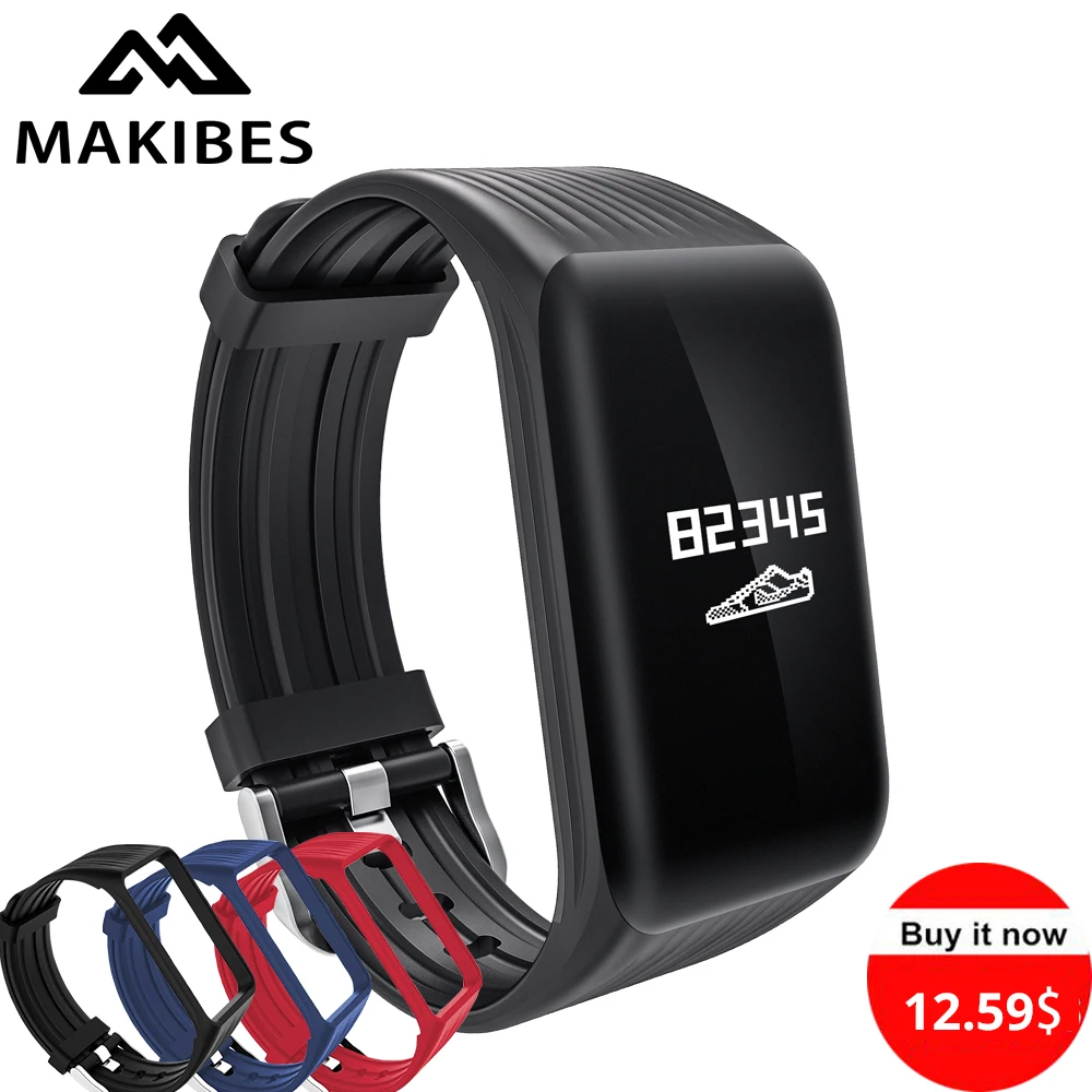 Makibes HR2 Bluetooth 4 0 Smart Браслет 66 &quotOLED Фитнес трекер Band непрерывной монитор сердечного