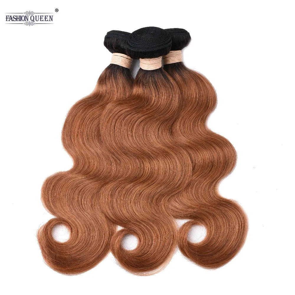 Pre Colored Hair Weave TB/30 Human Hair Bundles 3PC Brazilian Brown