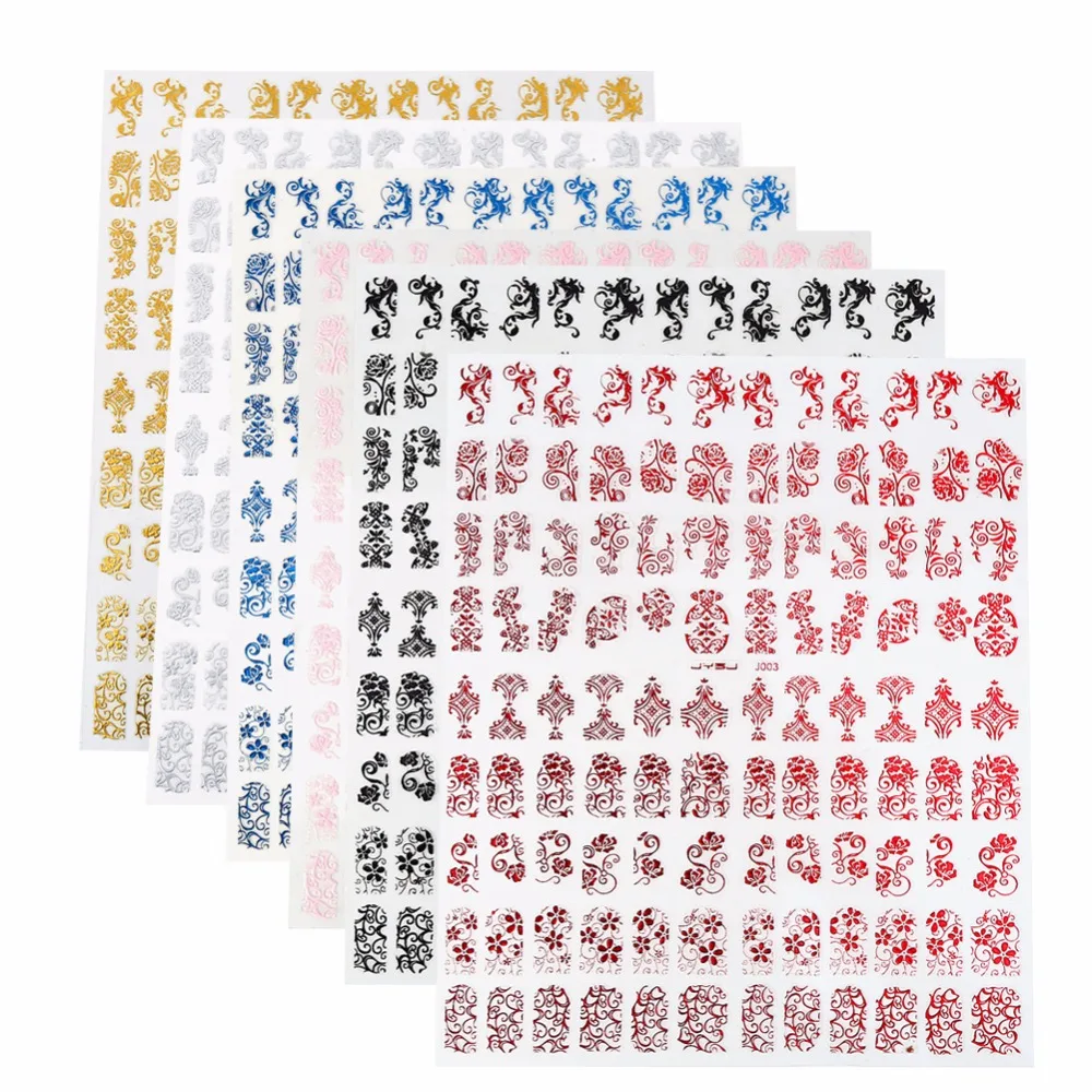 

108PCS/Sheet Nail Art Sticker 3D Design Nail Art Decorations Nail Decal Manicure Stickers Nail Accessories Decals 8 Colors