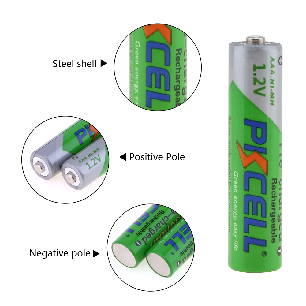 20 шт. PKCELL AAA батарея 1 2 Вольт Ni MH 850mAh перезаряжаемые батареи NIMH 3A Bateria Baterias для