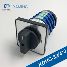 Knob Switch KDHC-32/4*3 For Welding Machine Changeover Rotary Electrical Switches 4 Poles 0-3 Position Silver Contact ac09 01j rotary switches band switch cnc panel knob switch
