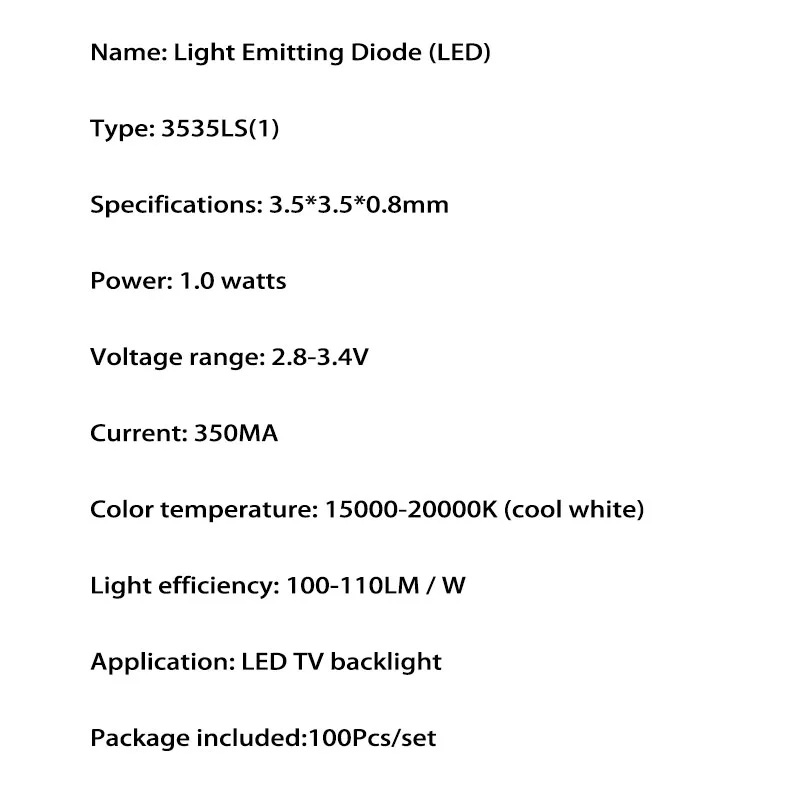 100 шт./лот Новый высокой мощности led 3535 3 v 350ma 1 w витые бусины холодный белый для Ремонт led lcd телевизор подсветка бар и полосы Лидер продаж