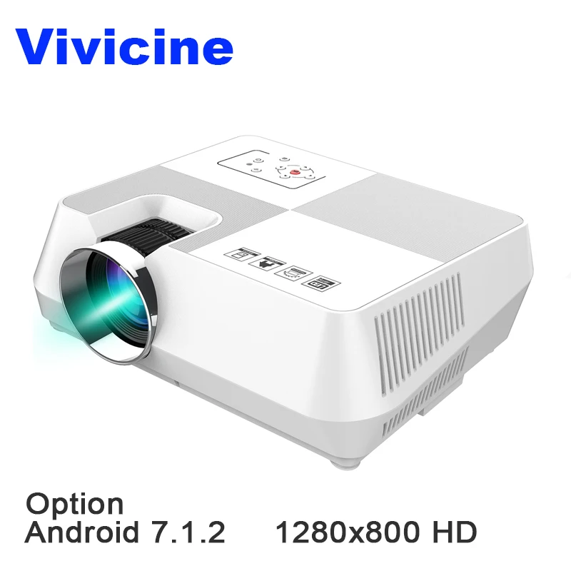 

VIVICINE 720p Mini Projector,Android 7.1.2 HD 1280x800 Portable HDMI USB PC 1080p Home Theater Proyector Bluetooth WIFI Beamer