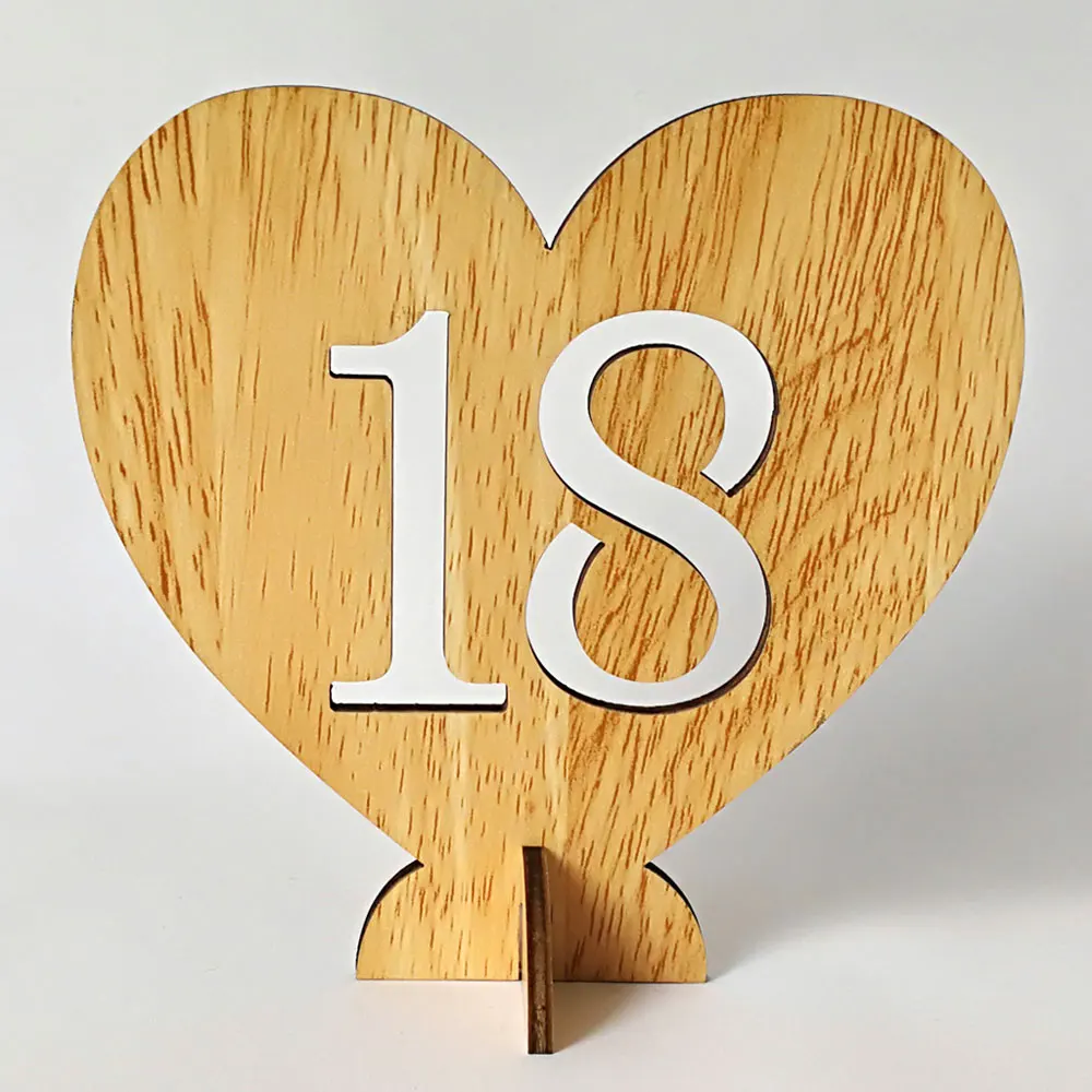 مقعد بطاقة خشبية الزفاف بطاقات الجدول 1-20 20 قطعة القلب شكل مطعم الإبداعية مأدبة ديكور عيد ميلاد خزانة قطرة مجانا
