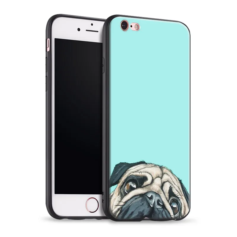 

Bulldog Cute Pug dog Coque Soft Silicone Phone Case Cover Shell bags For Apple iPhone 5 5s Se 6 6s 7 8 Plus X XR XS MAX