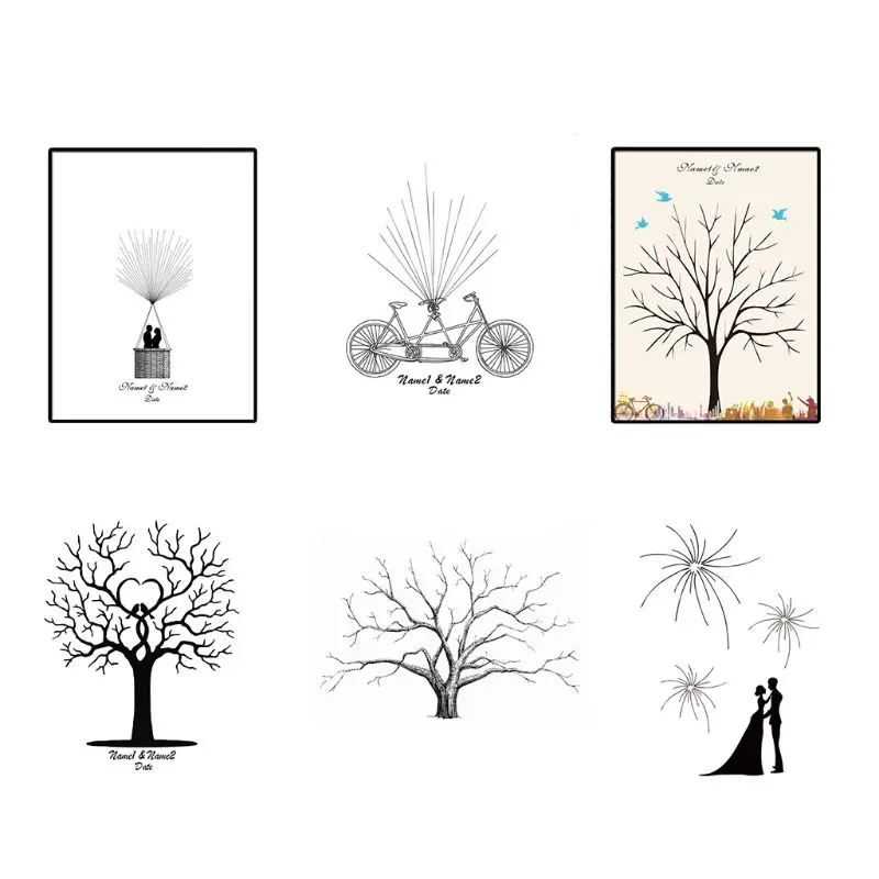 

DIY Fingerprint Tree Painting Signature Guest Book Custom Wedding Party Favor Gifts Communion Decorations 21x30cm 30x40cm