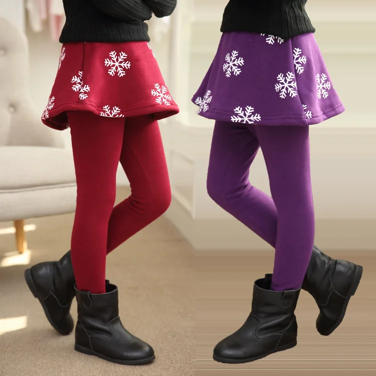 Shengwan Leggings Jupe Enfants Fille Chaud Collants Pantalons Long en Doublure Polaire