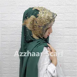 Хиджабы для женщин шарф шали и обертывания кашне в мусульманском стиле для дам длинный головной платок бусина шифон исламский Moslima
