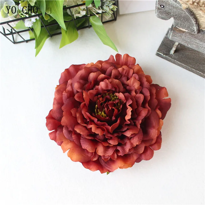Artificial Peony Flower Head Silk Rose Wedding Wreaths White Pink Blue Fake Flowers Big Flower Heads (14)_