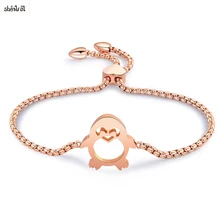 Простые ювелирные изделия браслет с пингвином Титан 316l Нержавеющая сталь браслеты с животными браслеты для женщин; милые женские Браслеты для девочек