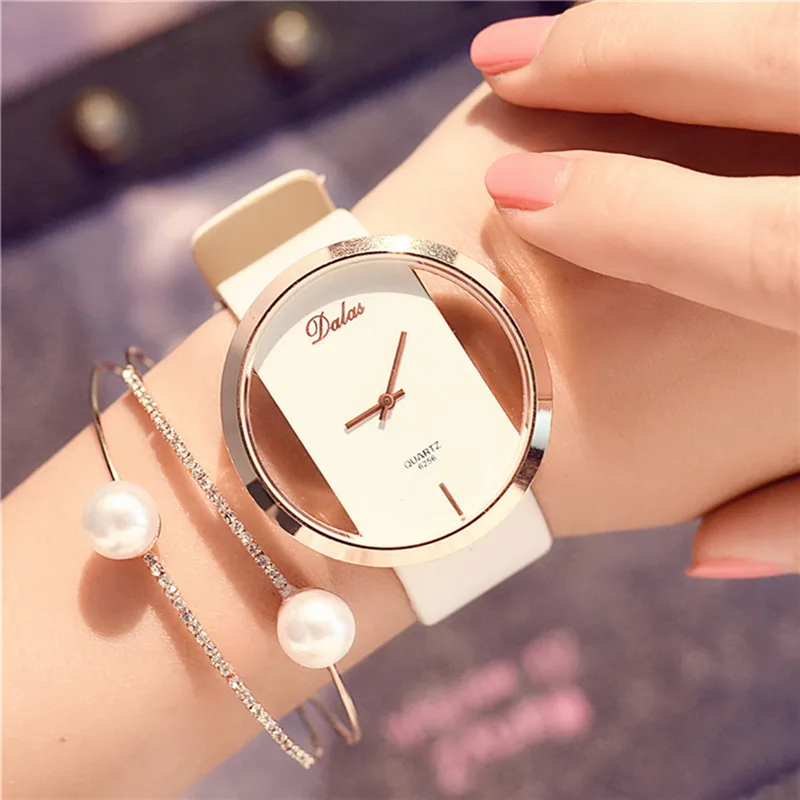 Montre femm часы женские брендовые Роскошные модные кварцевые уникальные стильные полые часы-скелетоны кожаные спортивные женские наручные часы reloj* A