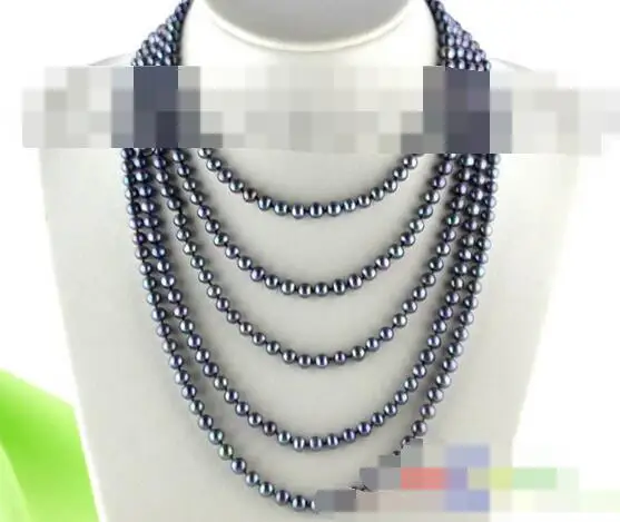 

Very Fine nanJ0396 PEACOCK BLACK ROUND FW CULTURED PEARL NECKLAC