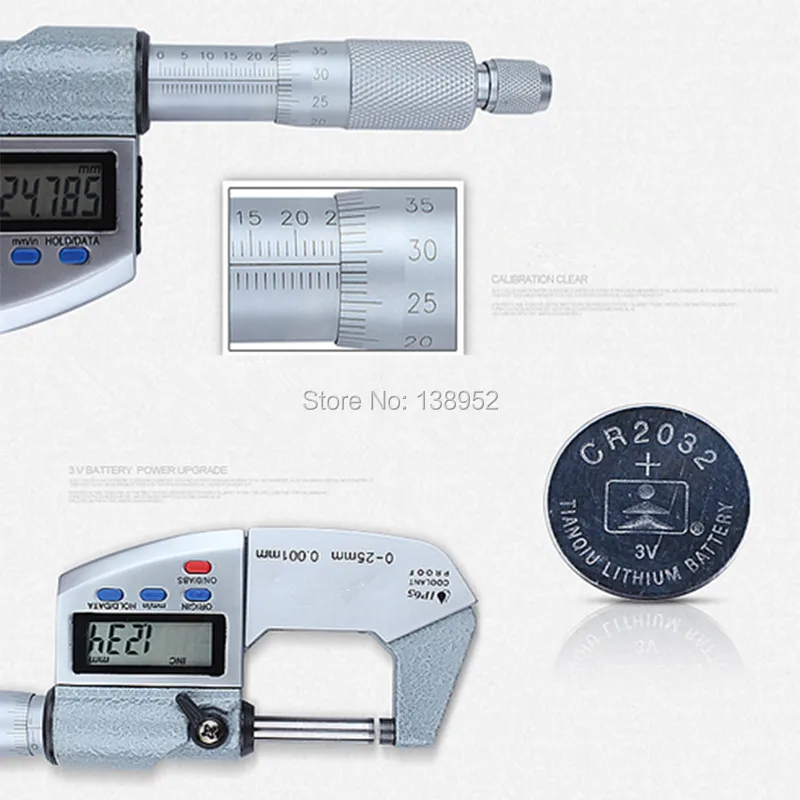 0-25 мм 0,001 мм IP65 Водонепроницаемый цифровой микрометр 25 мм наружный микрометр штангенциркуль толщиномер Электронный микрометр