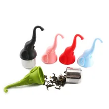 Креативный Силиконовый Фильтр для чайной ложки в форме слона из нержавеющей стали