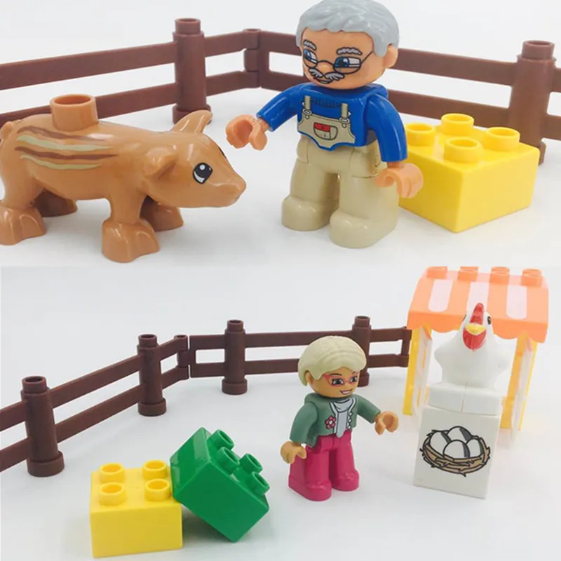 واحد بيع Diy كتل الطوب لعب الاطفال طير مزرعة البيض الخنازير السياج اللعب الملحقات المتوافقة مع Legoingly Duploe أجزاء واحد بيع Diy كتل الطوب لعب الاطفال طير مزرعة البيض الخنازير السياج اللعب الملحقات المتوافقة مع Legoingly Duploe أجزاء