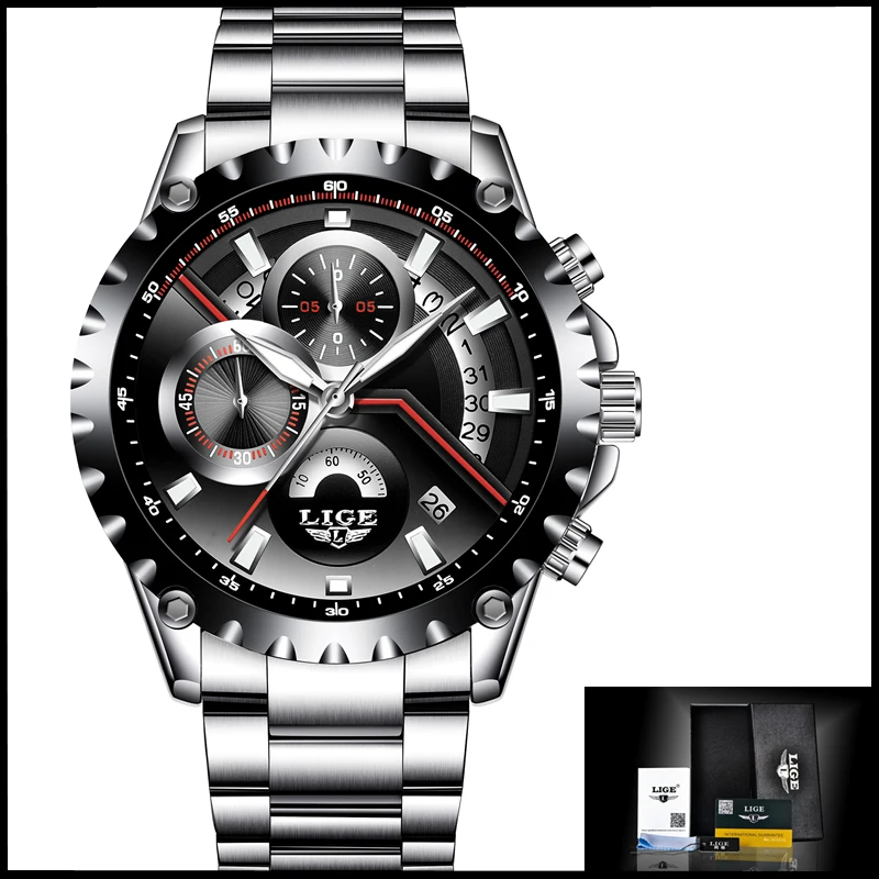 

Relogio Masculino 2018 New Fashion LIGE Mens Watch Men Full Steel Business Watch Date Chronograph Quartz-watch Male Gifts Clock