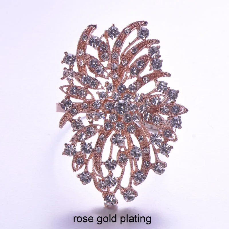 L0340-ring) 20 шт./лот кольца для салфеток со стразами для свадьбы украшения для стола, никель или цвета розового золота покрытие - Цвет: rose gold plating