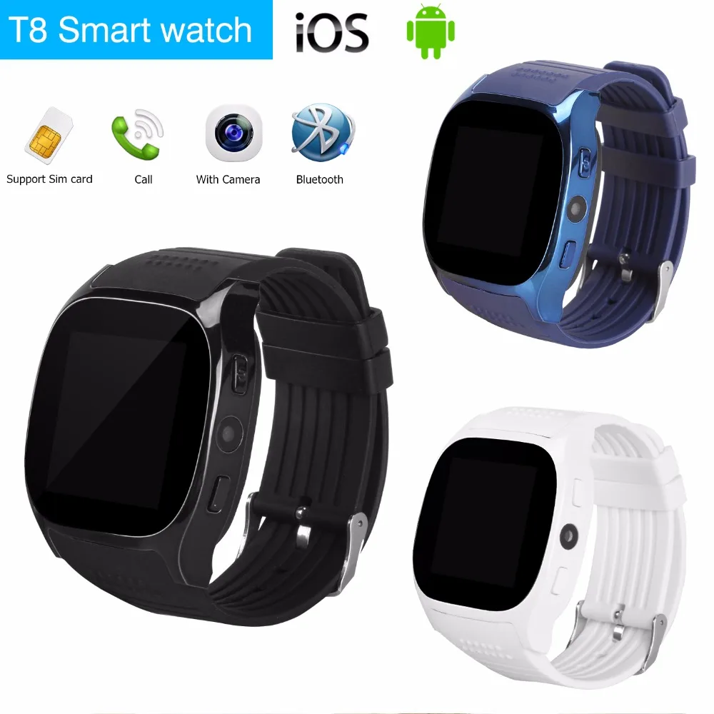 

Wrist Watch Support SIM TF Card For ios Android Phone New Smartwatch Intelligent Bluetooth Sport Smart Watch T8 Pedometer