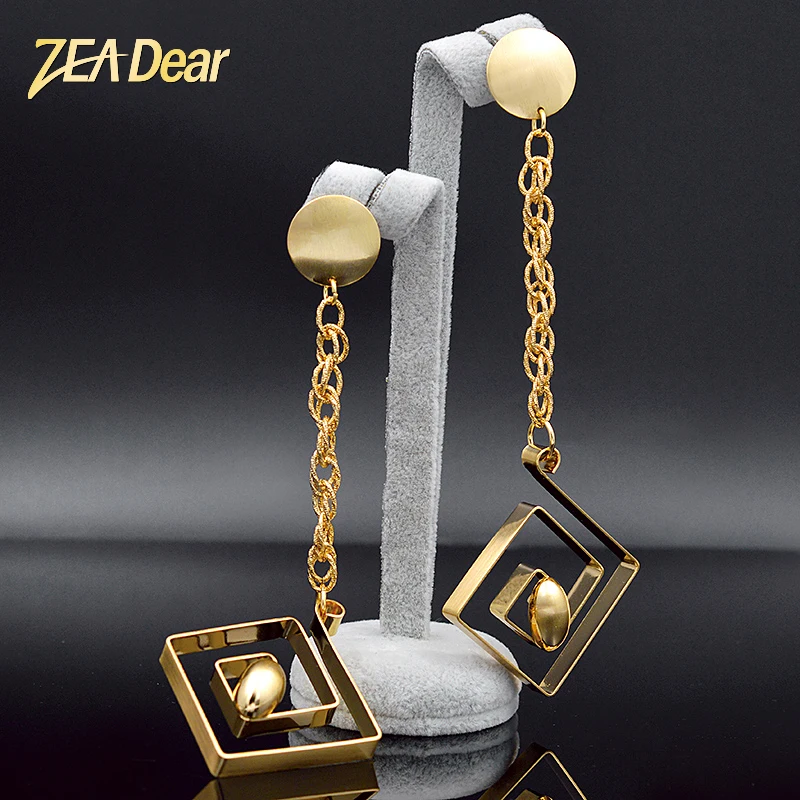 

ZEADear Jewelry Hot Selling Square Earrings For Women Long Drop Dangle Earrings Dubai Fashion Big Jewelry Findings For Wedding