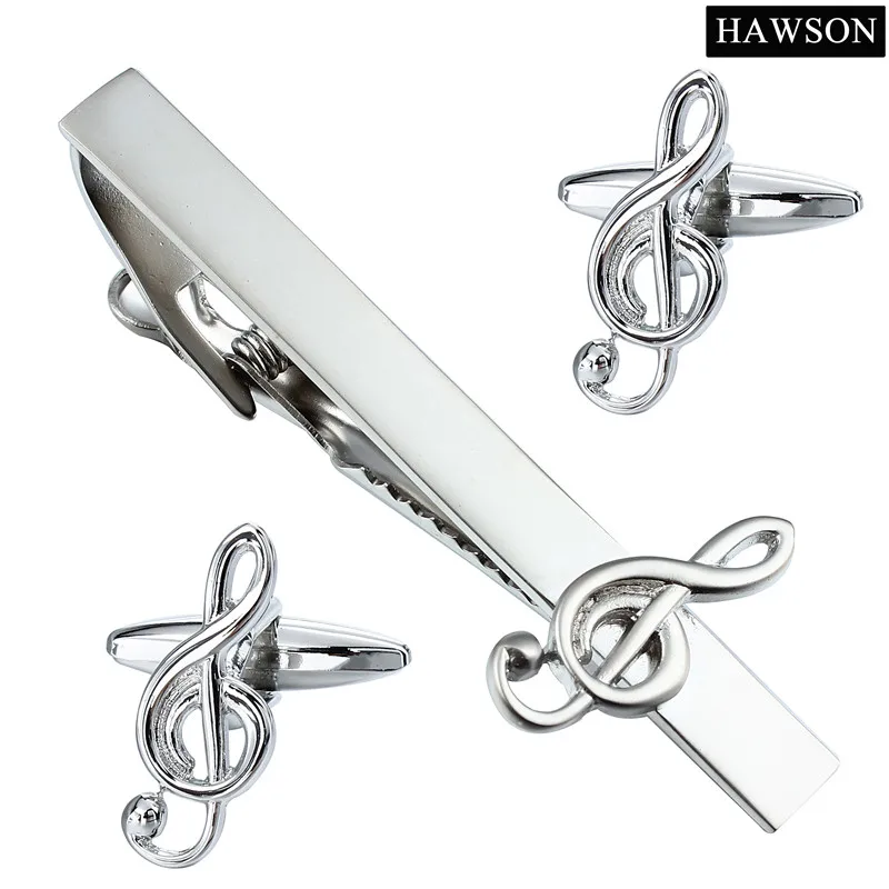 1 Pair Retail Music Cufflinks Tie Clips For Mens Shinny Metal Cuff