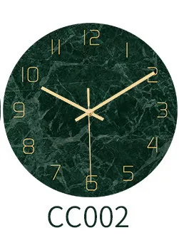 Европейское освещение роскошные темно-зеленые мраморные настенные часы акриловый материал УФ-печать гостиной украшения немой часы - Цвет: CC002