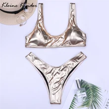 

2018 new gold silver swimsuits woman bikini women's push up swimwear high cut high leg crochet bikini set sexy African swimsuit
