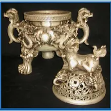 Коллекционная династия Ming(xuan de1426-1438) латунный дракон ладан \ курильщик, украшение