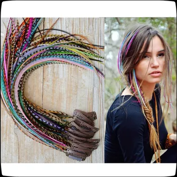 

For Handmade Feather Clip Hair Extension Bling Bling Hair Accessory U Shap Snap Metal Only Hair Clips 12Pcs Sale 32MM
