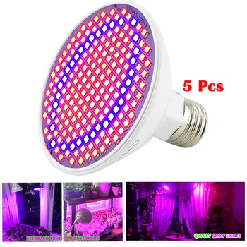 

200 LED Plant Grow Light Growing Lights Bulbs E27 Lamp for Plants Hydroponics System Flower Vegetable Indoor Greenhouse