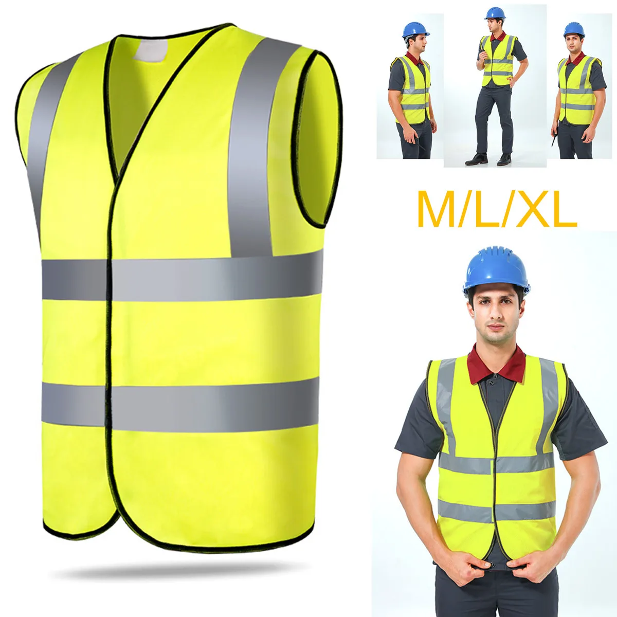 

Reflective M/L/XL Vest Safety Security Visibility Jacket Construction Traffic Worker 3DTridimensional Tailoring Permeable Yellow