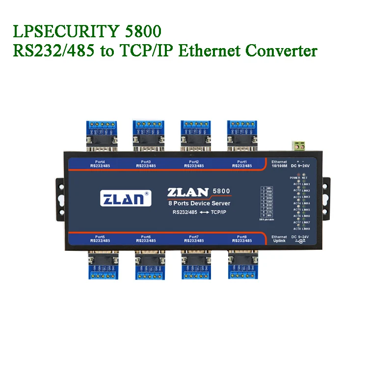 ZLAN5800 8 портов мульти сервер для устройств с последовательным интерфейсом RS232 RS485 к TCP/IP Ethernet конвертер Расширение каскад RJ45