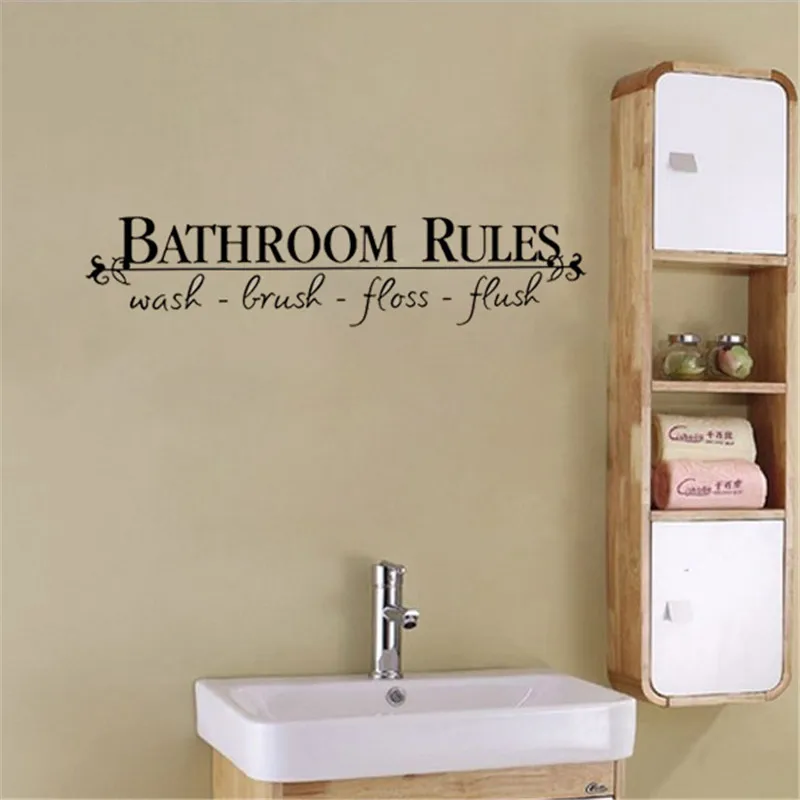 Removable DIY Wall Sticker Letter Bathroom Rules Vinyl 