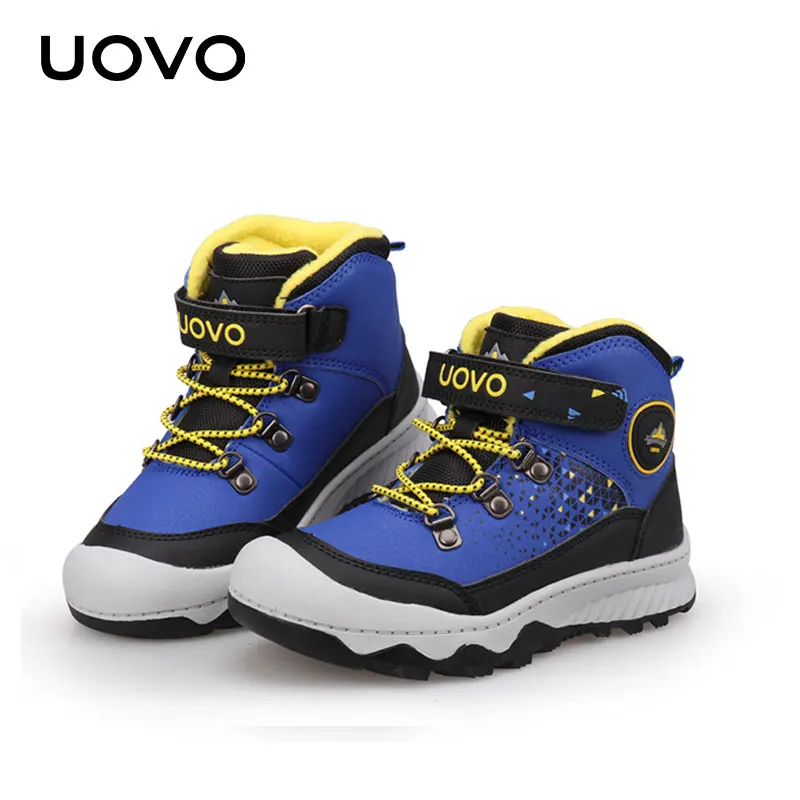 Дети Открытый Пеший Туризм обувь Uovo бренд мальчики девочки Водонепроницаемость Повседневное спортивная обувь нескользящие теплые на