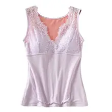 Женский осенне-зимний плюс бархатный теплый жилет женские топы Модные однотонные кружевные простроченные v-образные вырезы женский нагрудный жилет