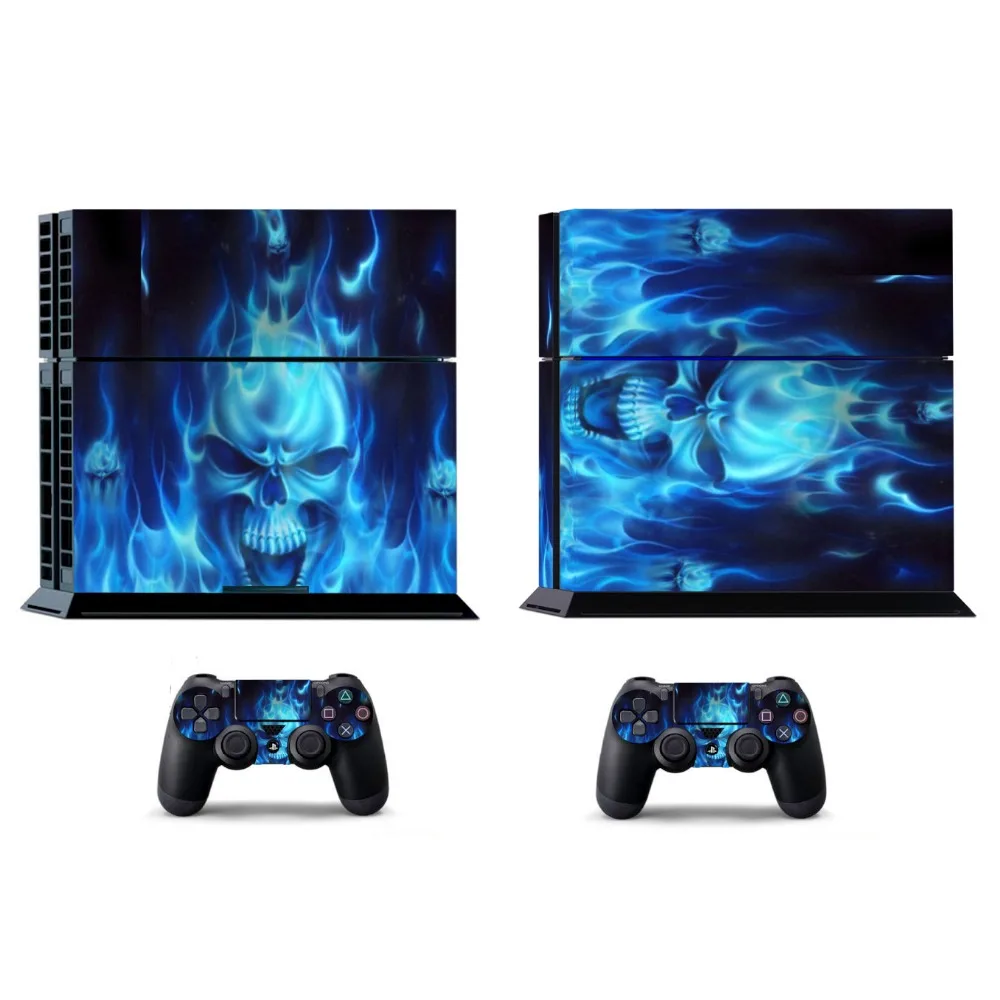 Наклейка для PS4 Blue Fire 256 наклейка Виниловая Sony PlayStation 4 и 2 контроллера наклейки |