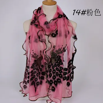 

Womens Spring Summer Breeze Lightweight Sheer Wrap peacock Scarf