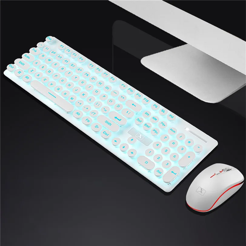 

CARPIRE 2.4G Wireless Gaming Keyboard Mouse Combos Set White LED Optical Gamer Mouse Mice for PC Computer Home Office 90523