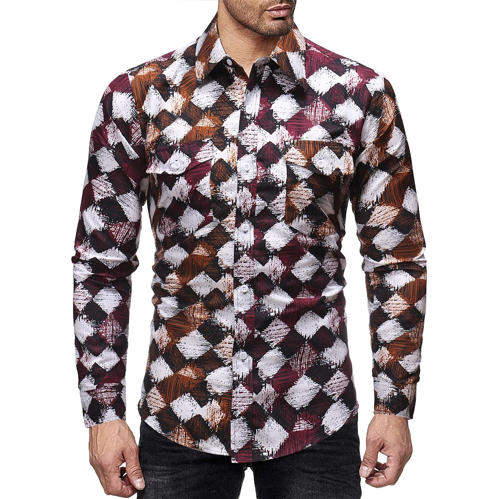 Мужская Облегающая рубашка Camisa Social Masculina клетчатая с принтом 2018|Повседневные