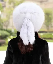 Imitation High Faux Fur Beanies Russian Fashion Winter Hats for Women Fluff Cap Soft Warm Knit Hats Beanie with tailHeadgear