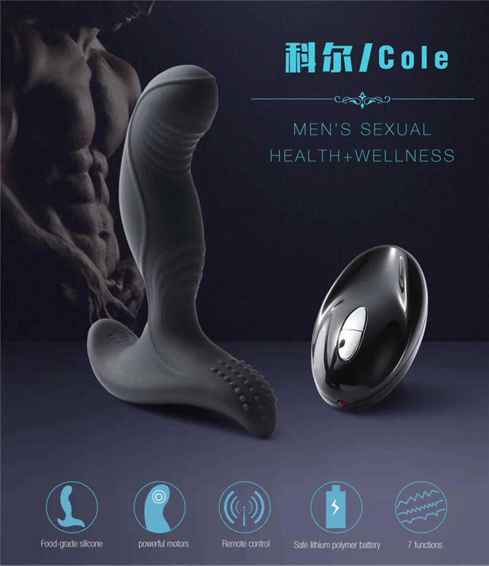 Prostate Massager 7 Modes G Spot Vibrator Male Butt Plug Wireless Remote USB Silicone Adult Anal Sex Toys for Men Women Couple (1)