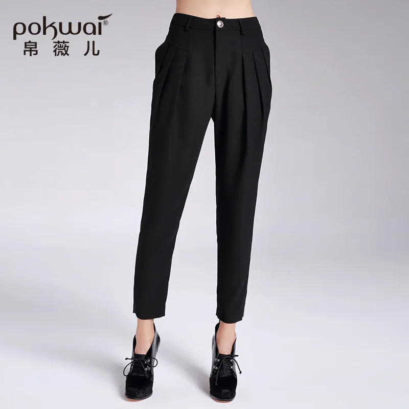 POKWAI Casual Ankle Length Pencil Pants Women Fashion 2017 Autumn