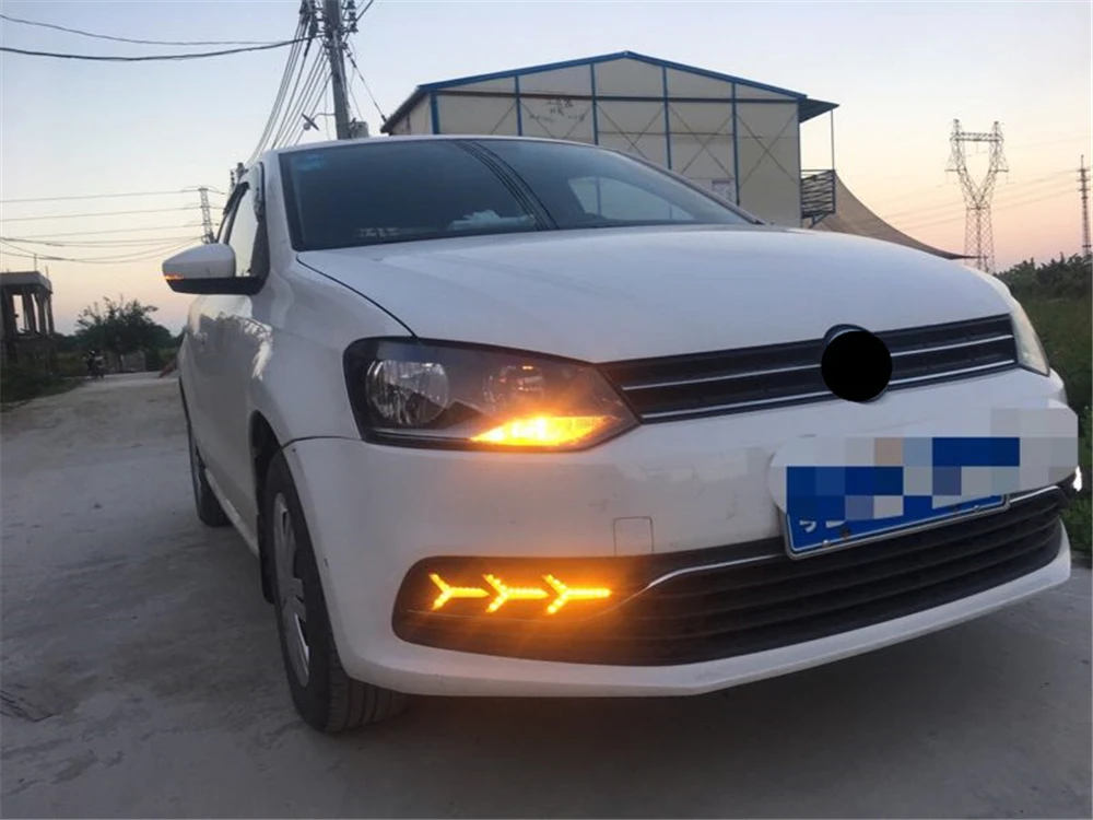 1 пара дневных ходовых огней DRL светодиодный для Volkswagen Polo VW динамический стример потока противотуманных фар