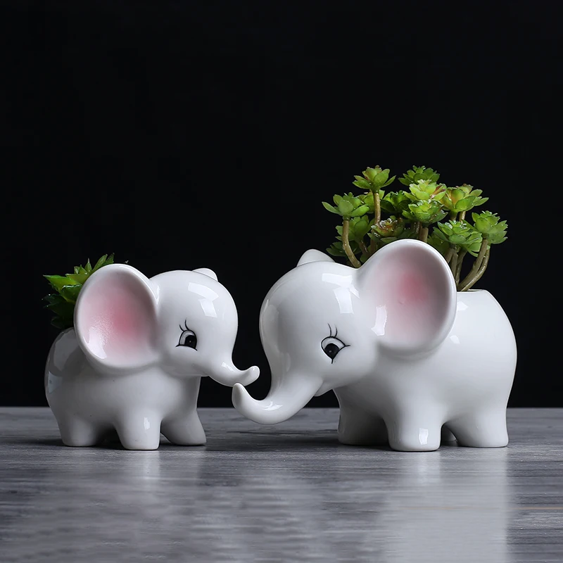 

Cute Cartoon Elephant Modern Cartoon Succulent Planter Pot Resin Creative Handicraft Animals Kawaii Shape Desktop Decoration Flo